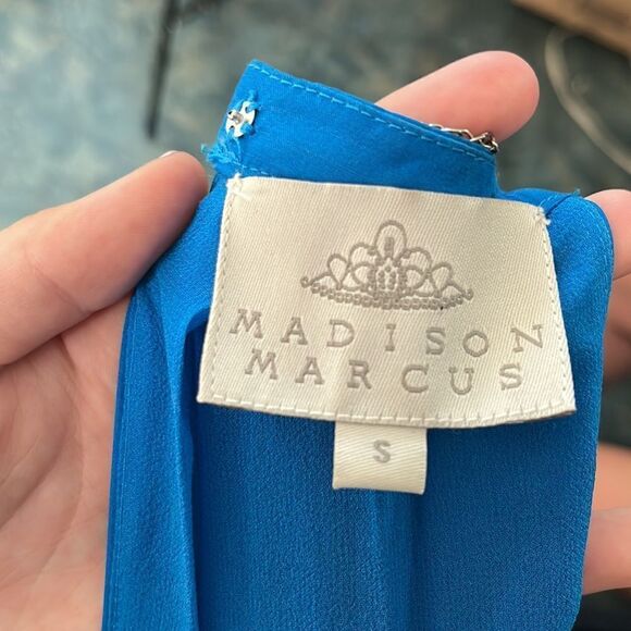 Madison Marcus Cobalt Silk Beaded Neck Wrap Front MIDI - Picture 8 of 8